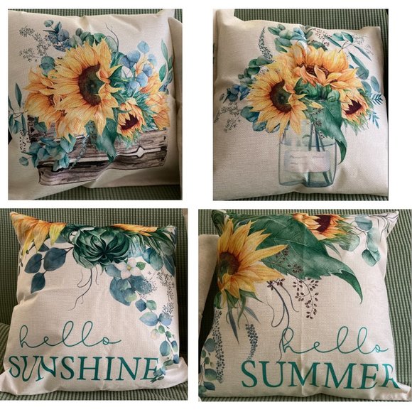 Sunflower Decorative Throw Pillow Covers Cases Farmhouse Accent Floral Decor 16" - Picture 2 of 12